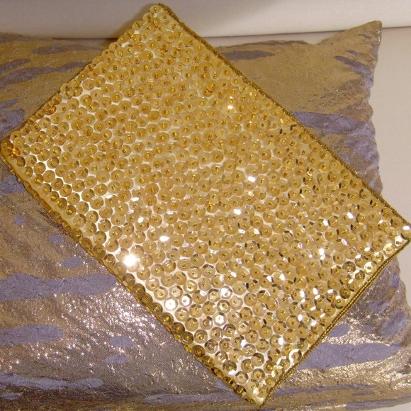 Handbags - Gold-Tone Sequined Evening Bag